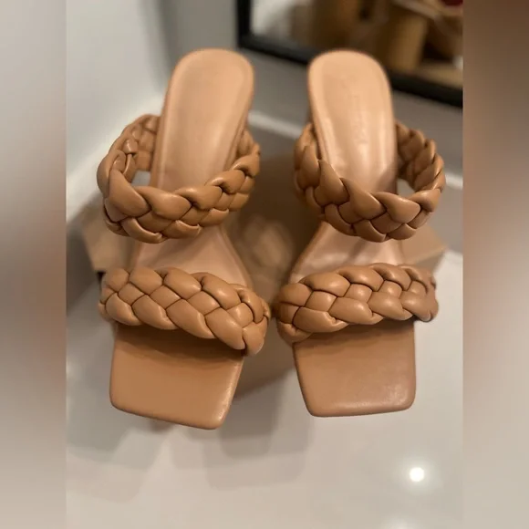 Braided Tan Heeled Sandals - Picture 8 of 8